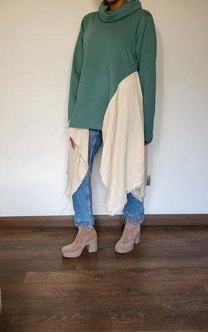 Net sides sweatshirt in mint-green