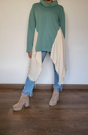 Net sides sweatshirt in mint-green
