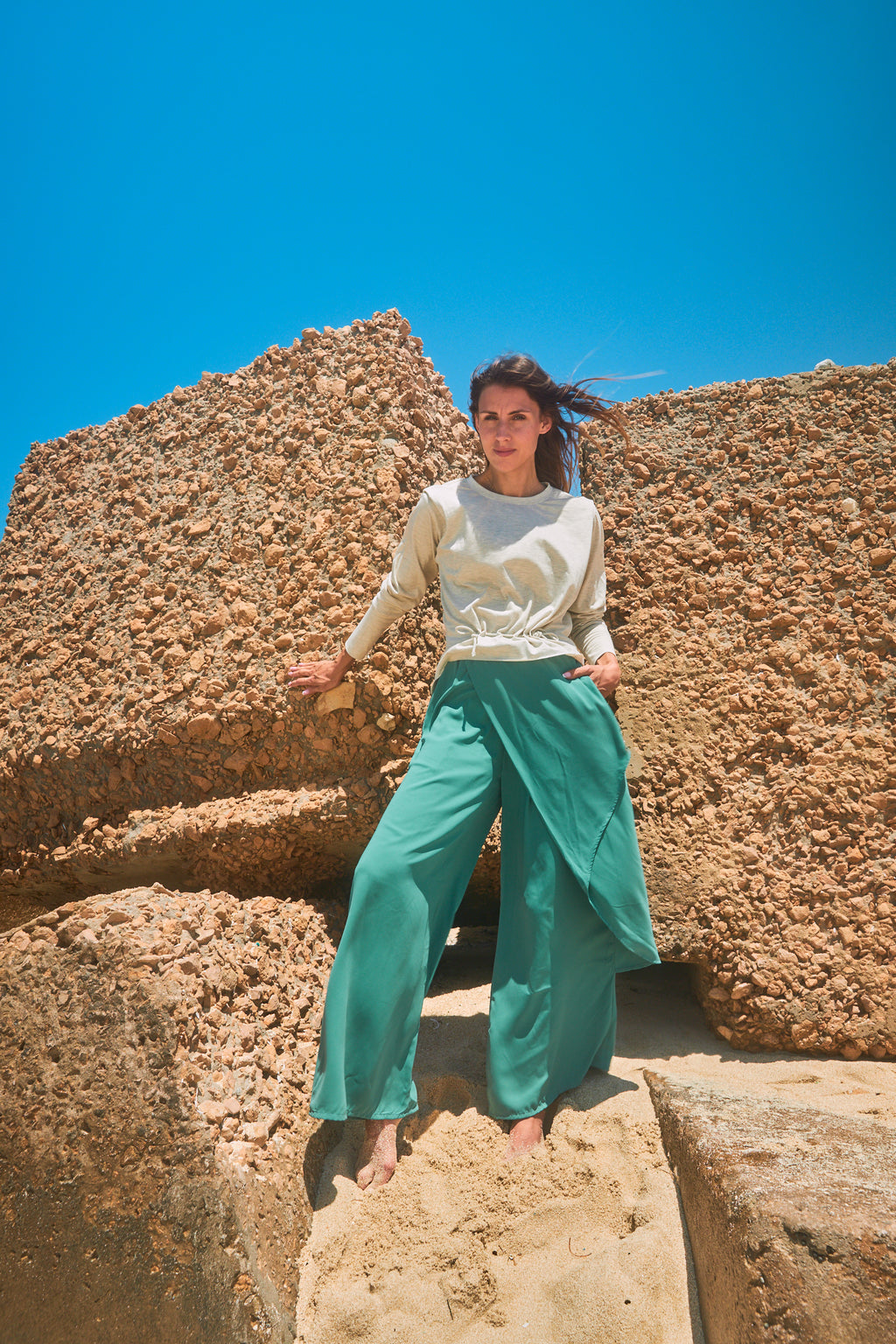 The overlay wide leg pants