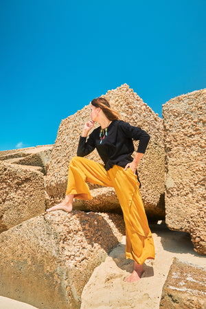 The overlay wide leg pants