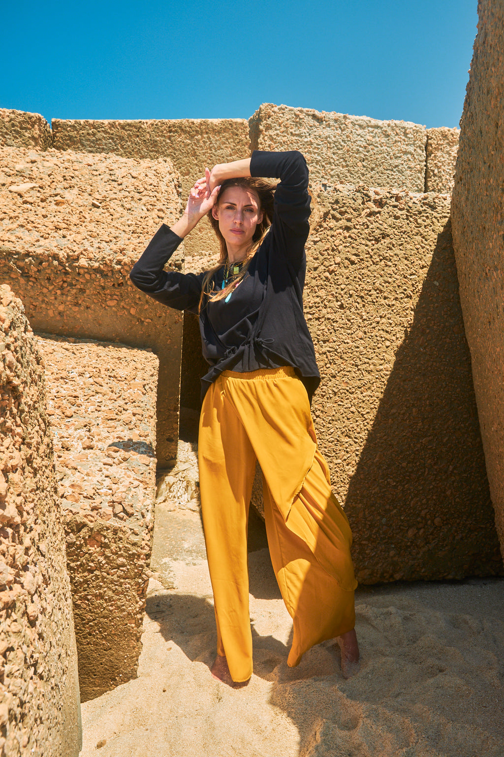 The overlay wide leg pants