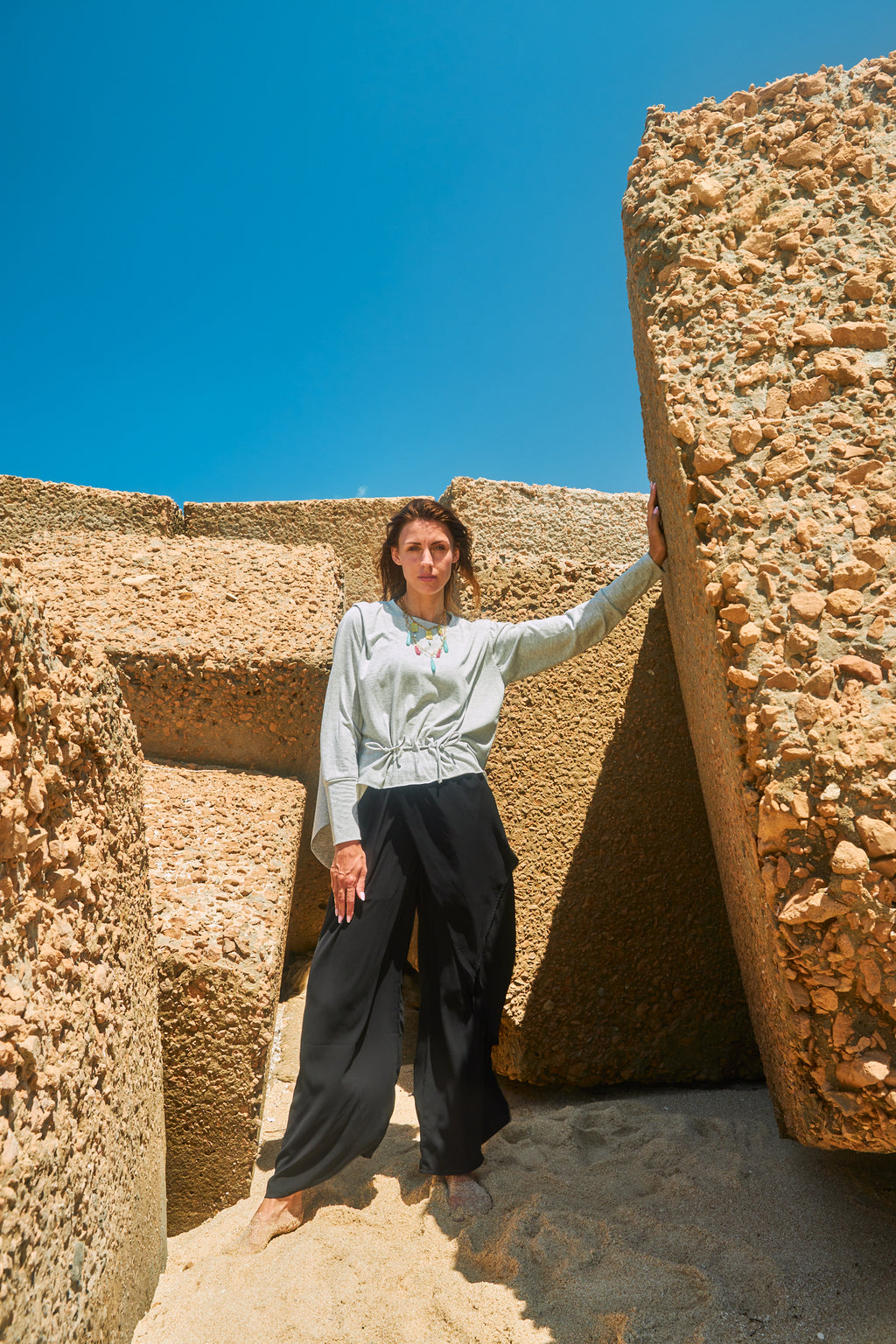 The overlay wide leg pants