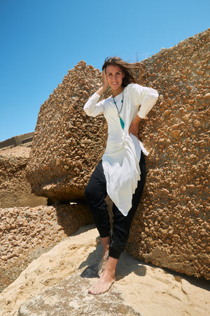 Side drapped cotton top