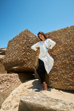 Side drapped cotton top