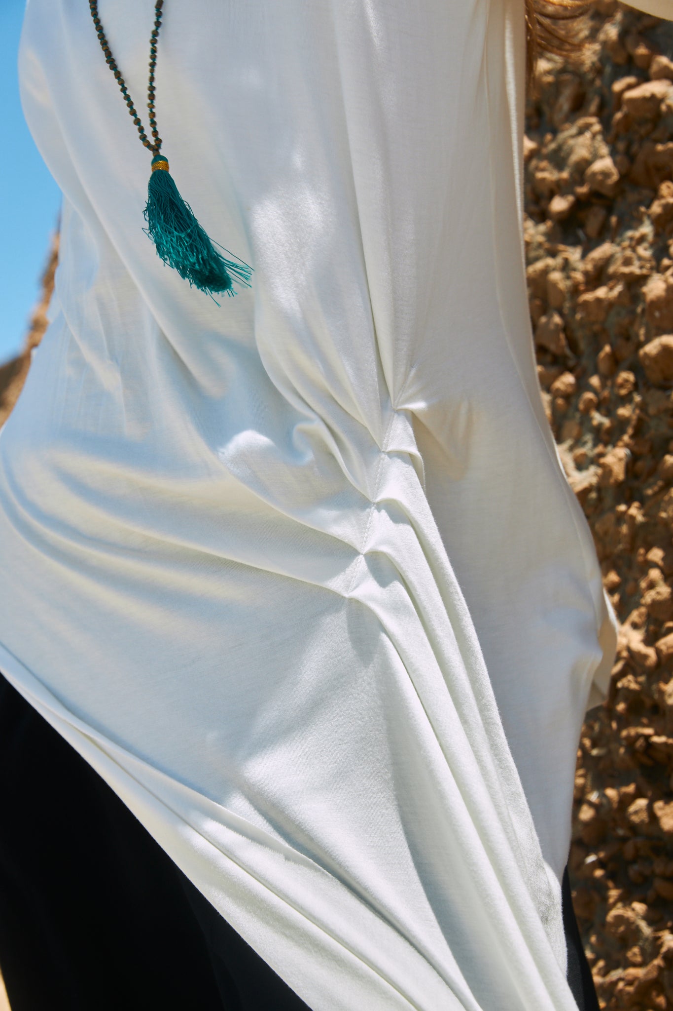 Side drapped cotton top