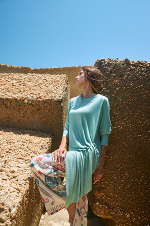 Side drapped cotton top
