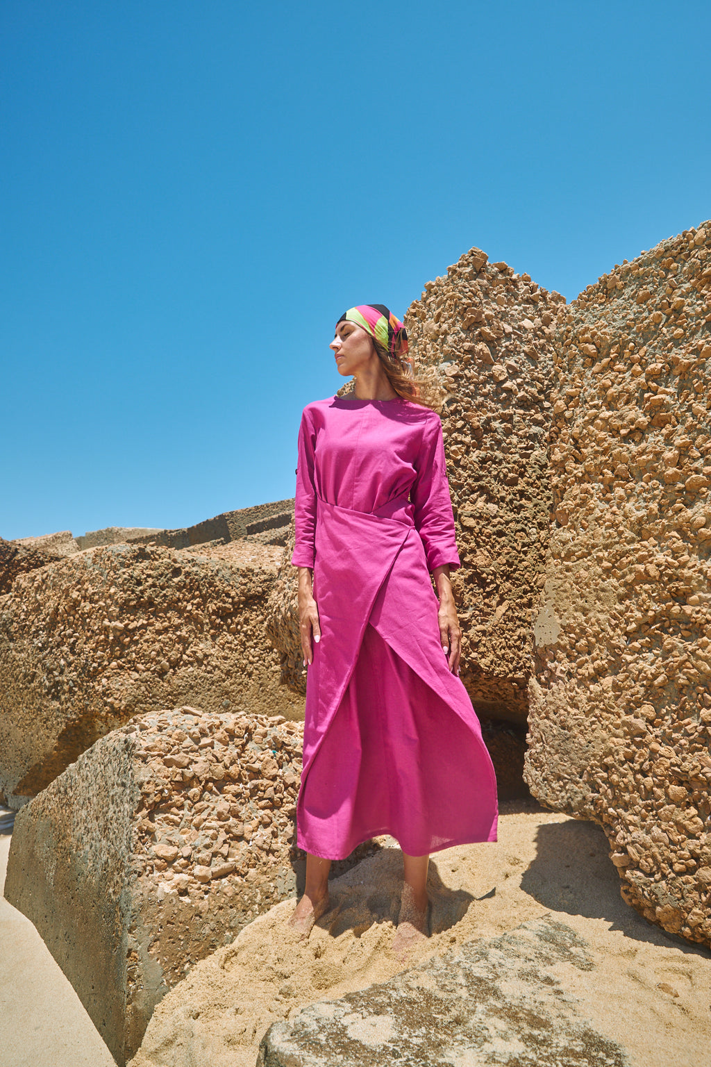 The wrap linen dress