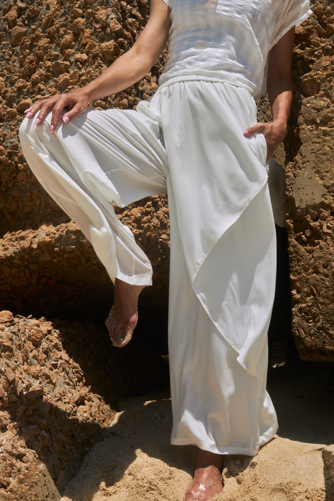 The overlay wide leg pants
