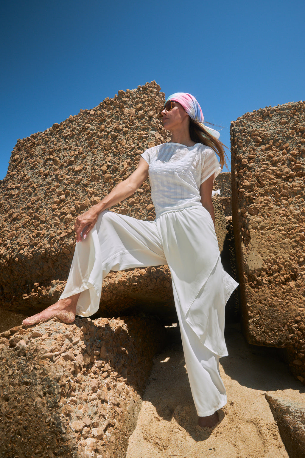 The overlay wide leg pants
