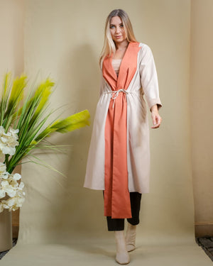 LONG COLLAR COAT IN TANGERINE