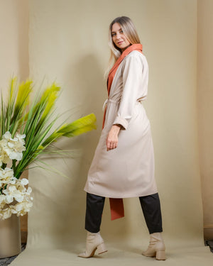 LONG COLLAR COAT IN TANGERINE