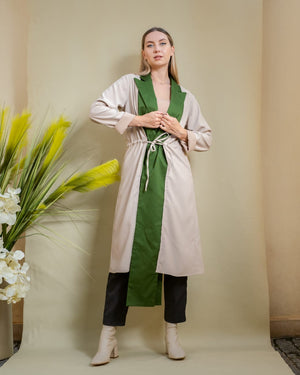 LONG COLLAR COAT IN GREEN